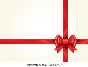 Red gift bows with ribbons. Vector.