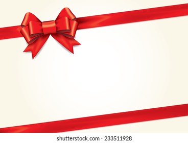 Red gift bows with ribbons. Vector.