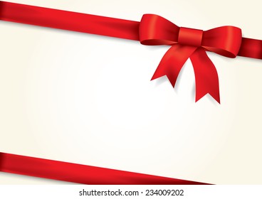 Red gift bows with ribbons, Vector for greeting card, bows, new year, gift