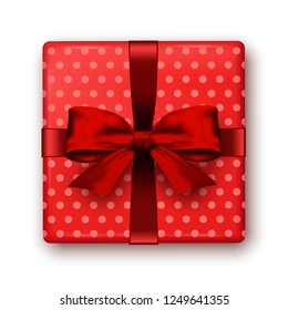 Red Gift Box with Red Bow - Illustration