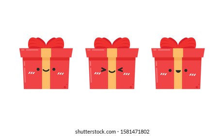 Red gift box character design. Red gift box vector.