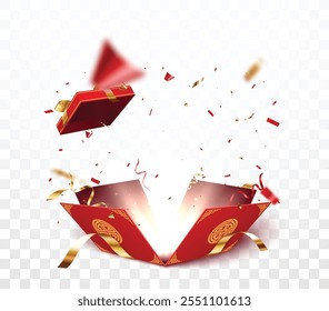 Red gift box, chinese new year festival background