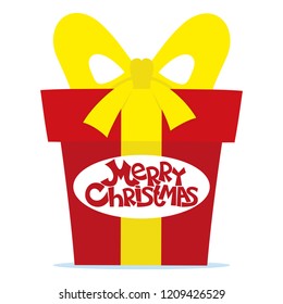 Red gift box for christmas on white background.