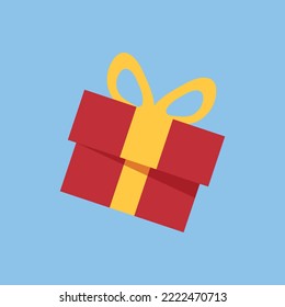 Red gift box. Christmas gift. Vector illustration