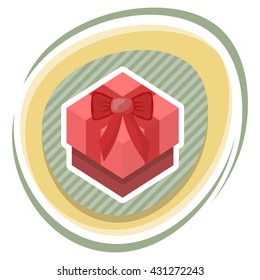 Red gift box colorful icon