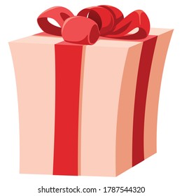 Red gift box decoration illustration, Clip art. Isolated on white background. Decoration, Sticker and pattern. For parties, celebrations, and festivals.