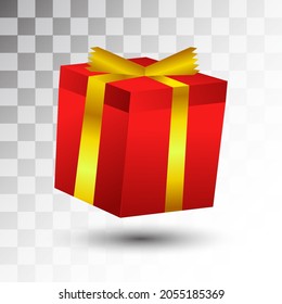 red gift box design on transparent background