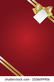 Red gift box and gold ribbon vector back ground.