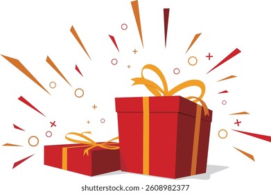 Red gift box with gold ribbon, perfect for design ideas
