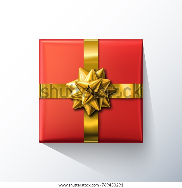 Red Gift Box Gold Ribbon Bow Stock Vector (Royalty Free) 769450291 Shutterstock