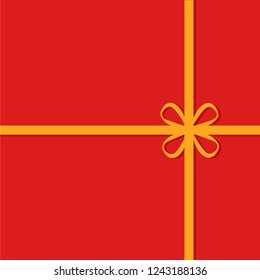 Red gift box with golden ribbon, Vector illustration