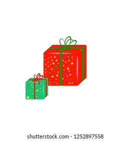 red gift box and green gift box on white background