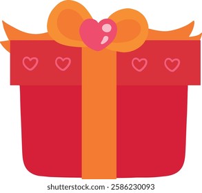 a red gift box with hearts on it