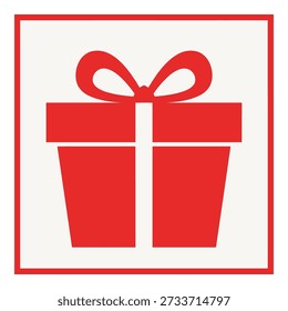 Red gift box icon with bow on top for festive occasions and holiday themes