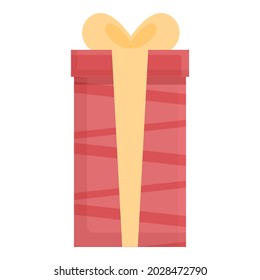 Red gift box icon cartoon vector. Ribbon present. Valentine surprise
