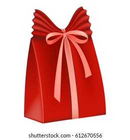 Red gift box icon. Flat illustration of red gift box vector icon for web