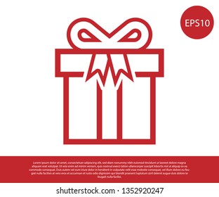 Red Gift box icon isolated on white background. Vector Illustration