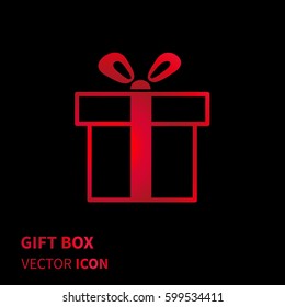 Red gift box icon isolated on black background EPS10 Red Vector design element for your card, flyers, wedding invitation, banner, poster, web etc.