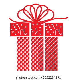 Vector rojo del icono de la caja de regalo. Ilustración vectorial roja del icono de la caja de regalo de la Navidad en el fondo blanco.