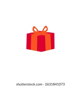 red gift box icon or vector with orange ribbon for business design, birthday or others