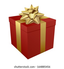 Red gift box icon with white background