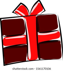 Red gift box, illustration, vector on white background.