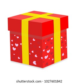 Red gift box . Isolated on a white background. Vector