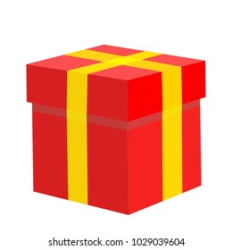 Red gift box . Isolated on a white background. Vector illustration