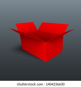 Red gift box isolated on gray background. 3D vector design element