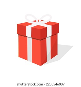 red gift box isolated white backcground