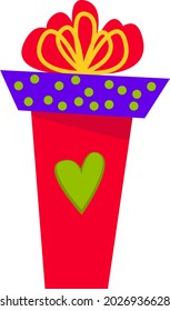 A red gift box with a large bow for all holidays. In a flat style, a set of different boxes on a white background. A surprise box.