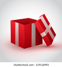 red gift box on gray background