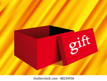 Red Gift box with orange wave background
