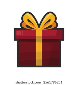 red gift box in outline in flat vector design.