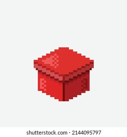 rote Geschenkbox auf Pixelstil