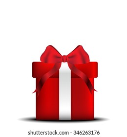red gift box with red ribbon
