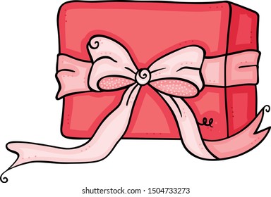 Red gift box with ribbon bow