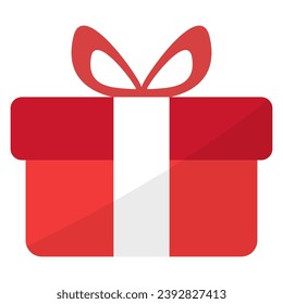 Red gift box with with ribbon and bow isolated on white background