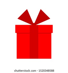 red gift box with red ribbon isolated on white background. happy decorative celebration concept. vector illustration