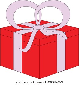red gift box with ribbons