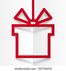 Red gift box silhouette vector frame with stylized bow