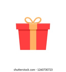 Red gift box. Vector flat icon illustration for birthday, christmas, promotions, contests, marketing, giveaways, enter to win marketing strategies