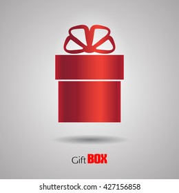 Red gift box. Vector illustration