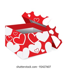 Red gift box . Vector illustration