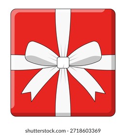 Caja de regalo roja con la cinta blanca y el arco