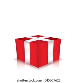 red gift box with white ribbon