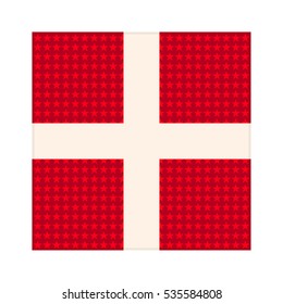 Red gift box with white ribbon and a pattern