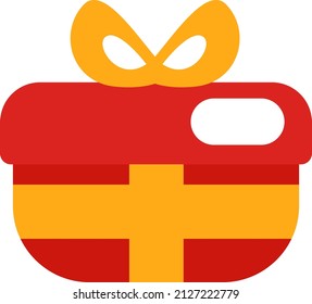 Rote Geschenkbox mit gelber Schleife, Illustration, Vektorgrafik auf weißem Hintergrund.