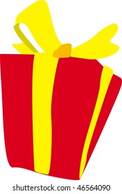 red gift box with yellow bow