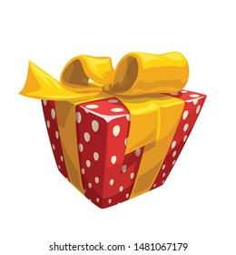 red gift box with yellow ribbon